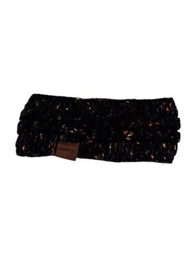 Black Knit Ear Warmer Headband with Multicolor Flecks